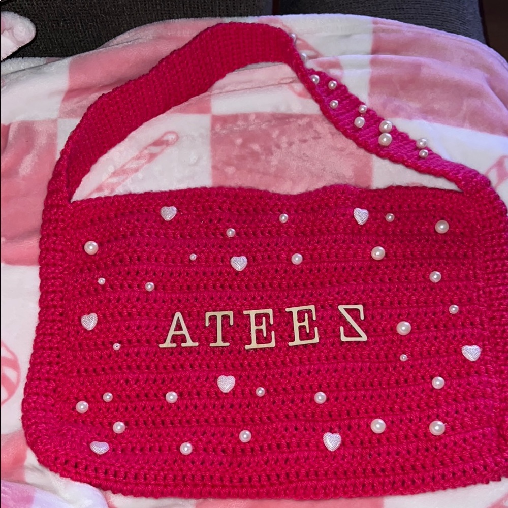 Pink Crochet Shoulder Bag